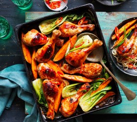 Teriyaki Chicken Drumstick and Vegetable Tray Bake